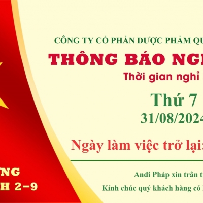 Thông báo nghỉ 2/9/2024